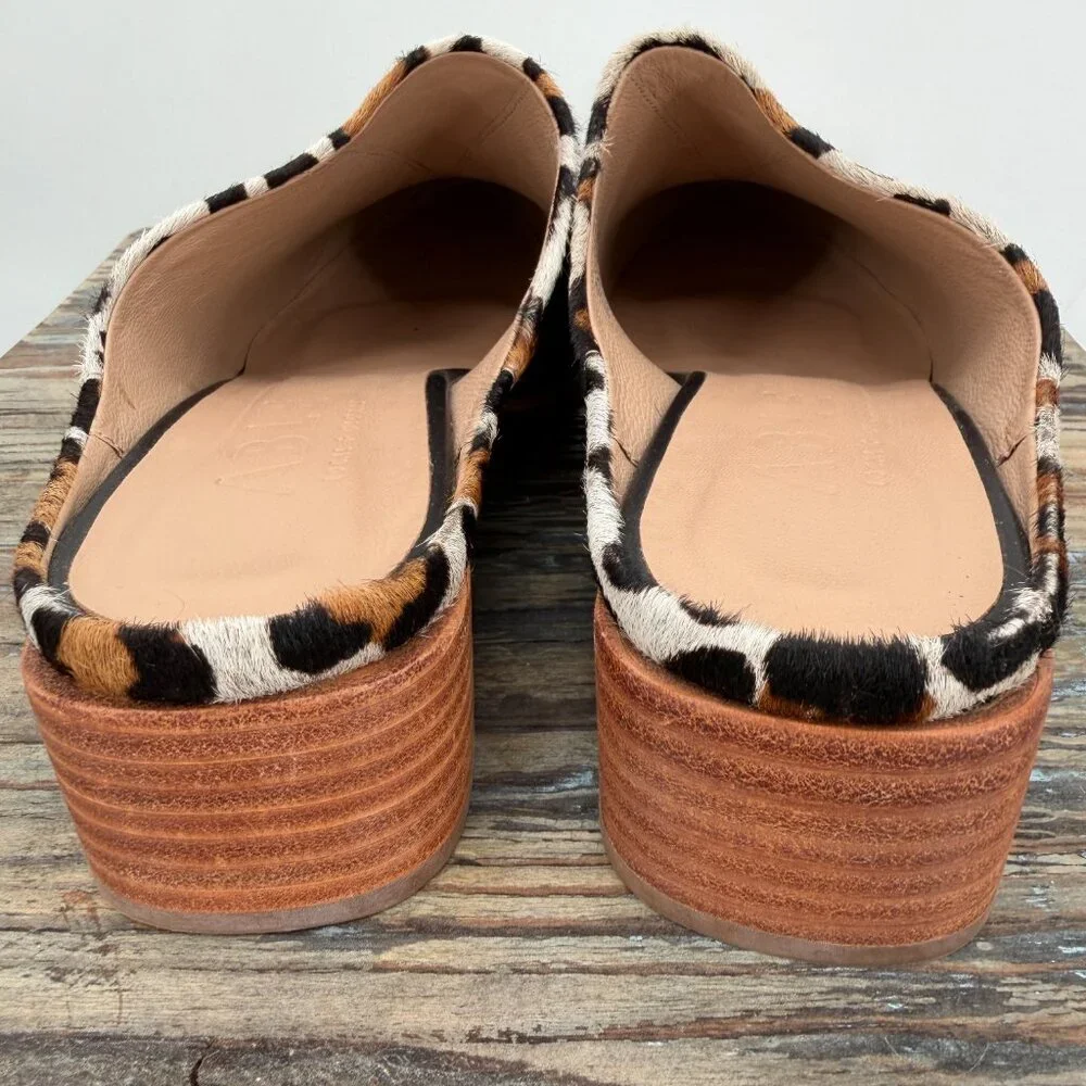 ABLE Local+Global Leopard Hair On Leather Mules Women’s 9.5 Block Heel Slip On - Picture 7 of 9